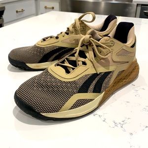 Reebok Nano X. Tan and black upper. Gum outsole. Gently used.
